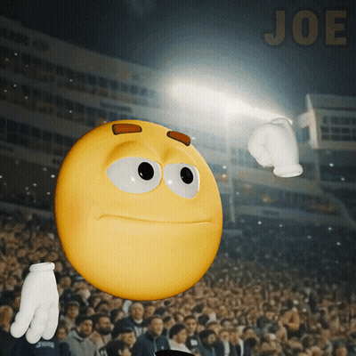Yellow Smiley With White Gloves In Front Of Crowd Saying Joe GIF