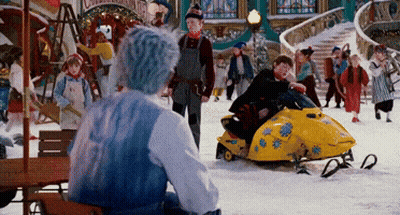 Yellow Snowmobile Driven By Boy GIF