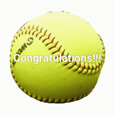 Yellow Softball With Congratulations GIF