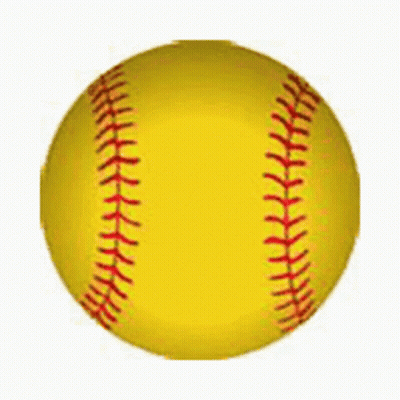 Yellow Softball With Red Stitching GIF