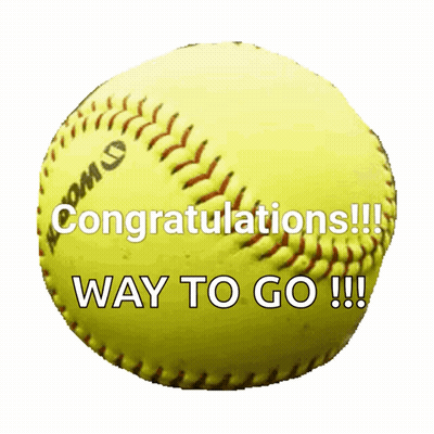 Yellow Softball With Red Stitching GIF