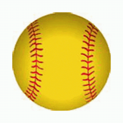 Yellow Softball With Red Stitching GIF