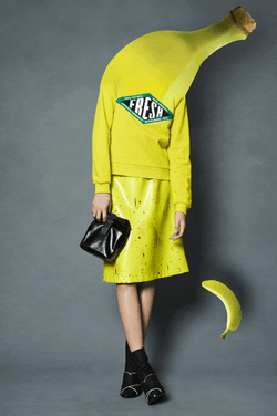 Yellow Spinning Banana Costume Fashion GIF