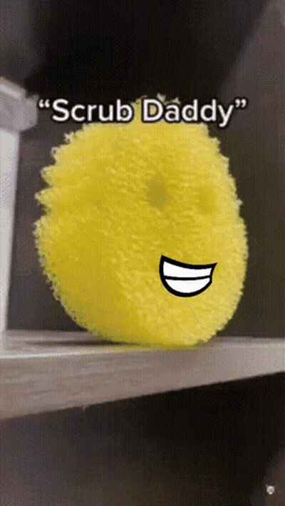 Yellow Sponge Smiling Face Scrub Daddy GIF