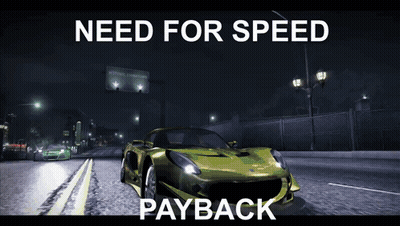 Yellow Sports Car Driving Down Street With Need For Speed Payback GIF