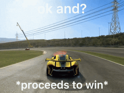Yellow Sports Car Driving On Race Track GIF