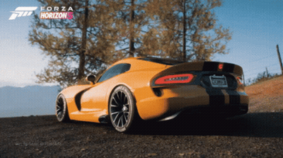 Yellow Sports Car On Dirt Road In Forza Horizon 2 GIF