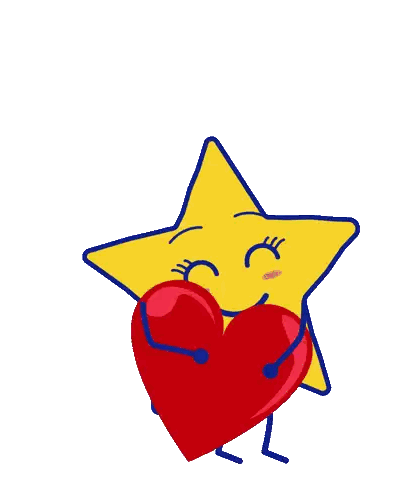Yellow Star Hugging Red Heart Sticker