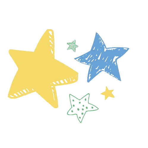 Yellow Star With Blue Stars Sticker