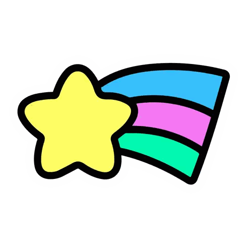 Yellow Star With Rainbow Sticker