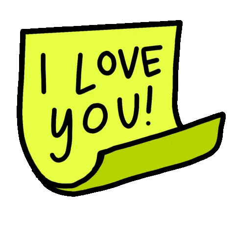 Yellow Sticky Note Saying I Love You Sticker