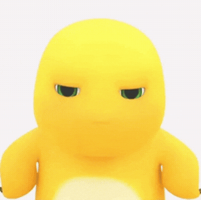 Yellow Stuffed Animal Green Eyes Making Funny Face GIF