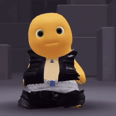 Yellow Stuffed Animal In Black Adidas Vest GIF