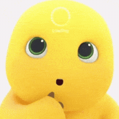 Yellow Stuffed Animal White Circle Green Eyes GIF