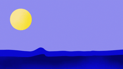 Yellow Sun Over Blue Ocean Wave GIF