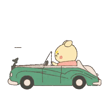 Yellow Teddy Bear Driving Green Car Sticker