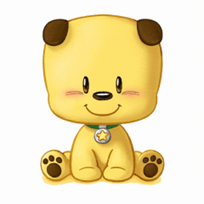 Yellow Teddy Bear With Brown Ears And Green Star Collar GIF