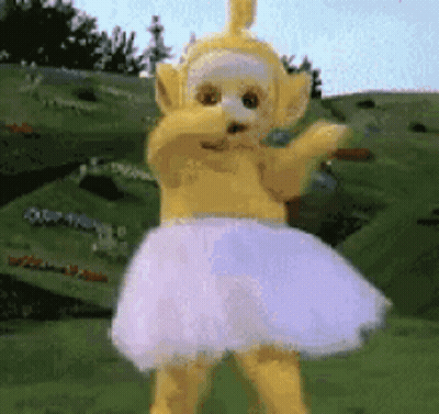 Yellow Teletubbies Doll In White Tutu GIF