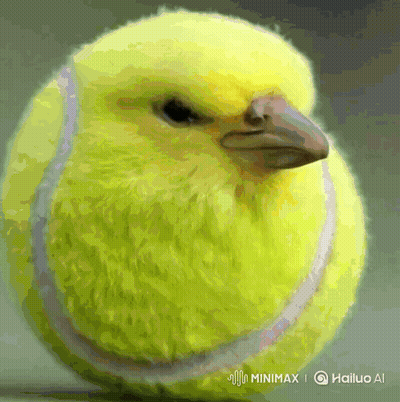 Yellow Tennis Ball With Bird Head Minimax Hailuo AI GIF