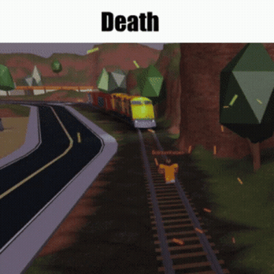Yellow Train With Death Above GIF