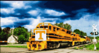 Yellow Train With Letter T GIF