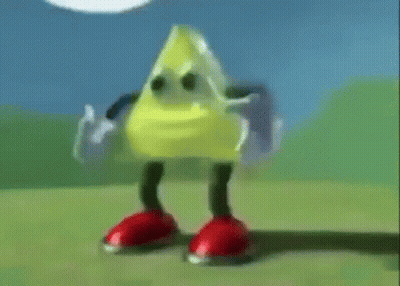 Yellow Triangle With Red Feet And Arms Standing GIF
