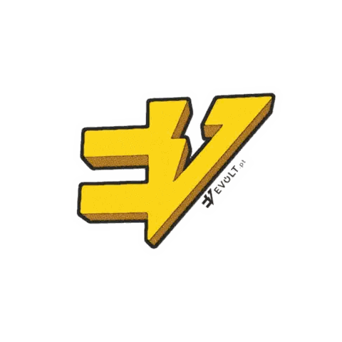 Yellow V Letter With Evolt.pl Sticker