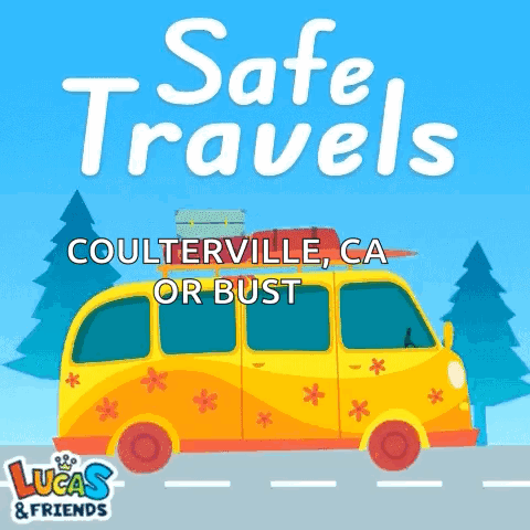 Yellow Van On Road Safe Travels GIF