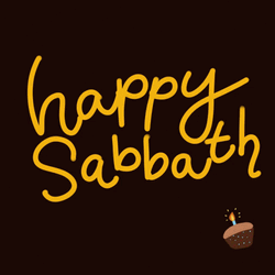 Yellow Wobbly Happy Sabbath Text GIF