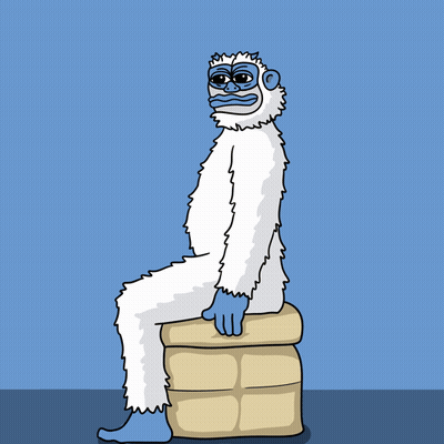 Yeti Sitting On Bricks With Stock Chart GIF