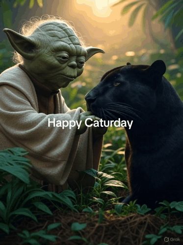 Yoda And Black Panther Happy Saturday GIF