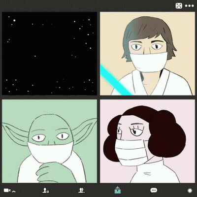 Yoda And Leia Wearing Face Masks GIF