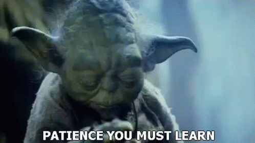 Yoda From Star Wars Is Smoking A Cigarette And Saying Patience You Must Learn . GIF