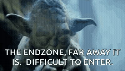Yoda From Star Wars Says The Endzone , Far Away It Is . Difficult To Enter . GIF
