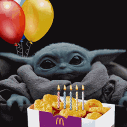 Yoda Happy Birthday Star Wars With McDonalds Nuggets GIF