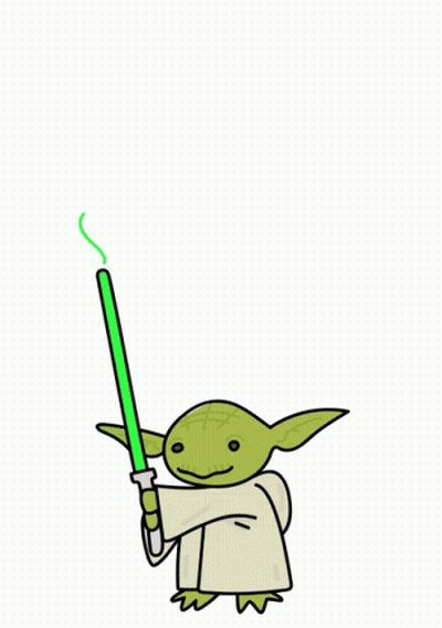 Yoda Holding Green Light Saber GIF