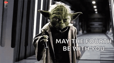 Yoda Holding Lightsaber May The Fourth GIF