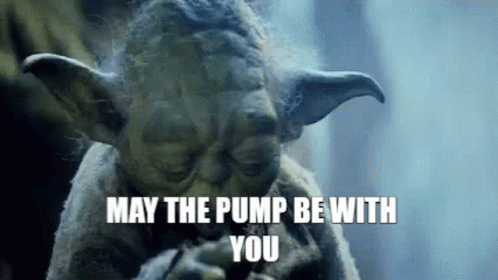 Yoda Is Smoking A Cigarette And Saying `` May The Pump Be With You '' In A Star Wars Movie . GIF