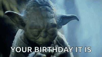 Yoda Is Smoking A Cigarette And Saying `` Your Birthday It Is '' In A Star Wars Movie . GIF
