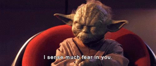 Yoda Says I Sense Much Fear In You While Sitting On A Red Chair GIF
