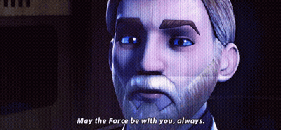 Yoda Statue Holding Sword Saying May The Force Be With You GIF