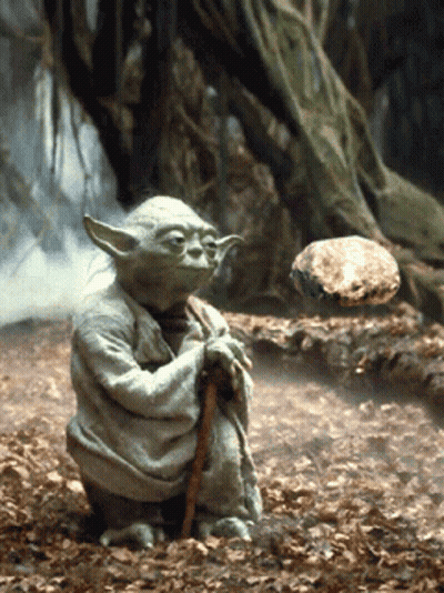 Yoda Statue Sitting With Cane GIF