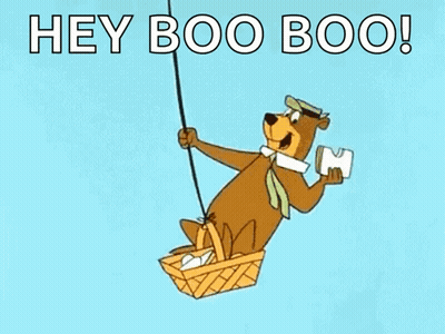 Yogi Bear Flying In Hot Air Balloon Saying Hey Boo Boo GIF