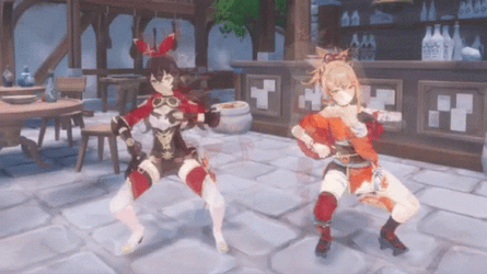 Yoimiya And Amber Dance GIF