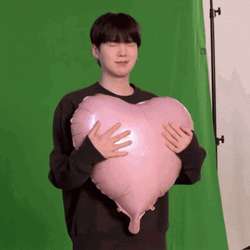 Yoongi Hugging Heart Balloon GIF