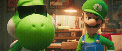 Yoshi And Luigi Standing Next To National Kung Fu Poster GIF