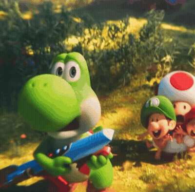 Yoshi Holding Blue Object GIF