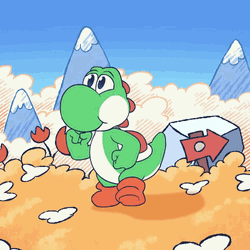 Yoshi Keenly Looking His Surroundings GIF