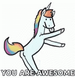 You Are Awesome Pink Fluffy Unicorns Dancing On Rainbows GIF