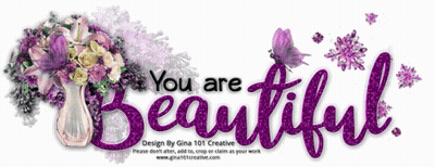 You Are Beautiful Sign With Purple Flowers GIF